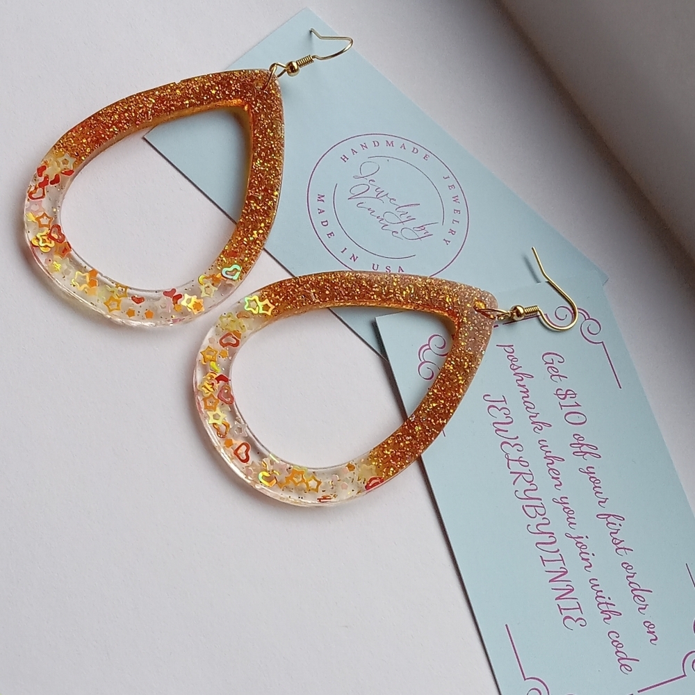 Hand Crafted Resin Sunset And Campfires Collection Earrings - Picture 3 of 6
